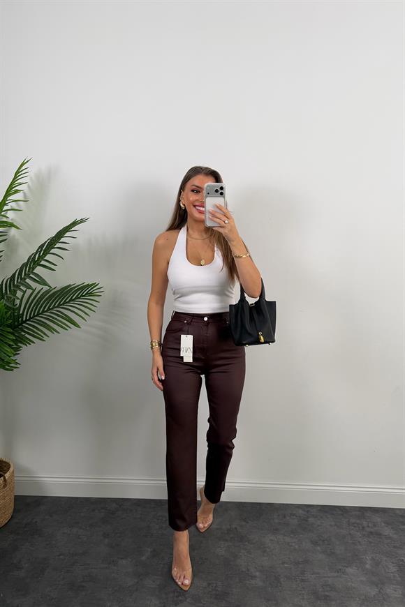 Premium Seri Mumlu Likralı Pamuklu BF Jean Bordo