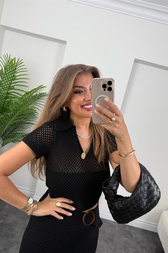 Premium Seri Nisan Marka Ajurlu Pantolon Bluz Takım Siyah