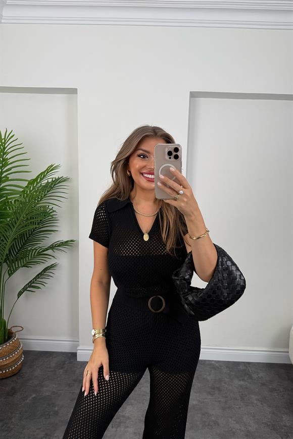 Premium Seri Nisan Marka Ajurlu Pantolon Bluz Takım Siyah