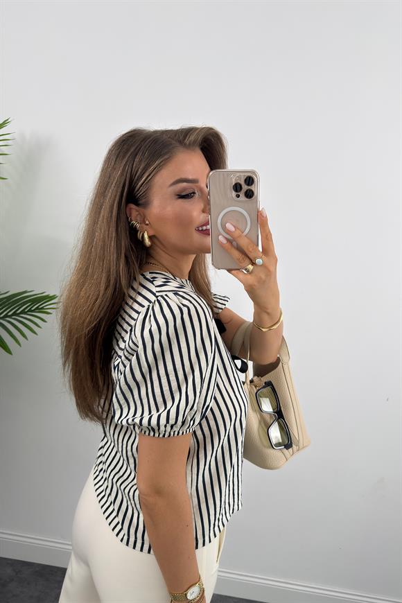 Premium Seri Önü Bağlamalı Marin Tensel Bluz