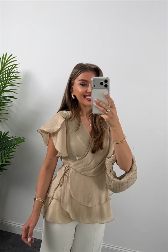 Premium Seri Organze Kumaş Valonlu Bluz Taş