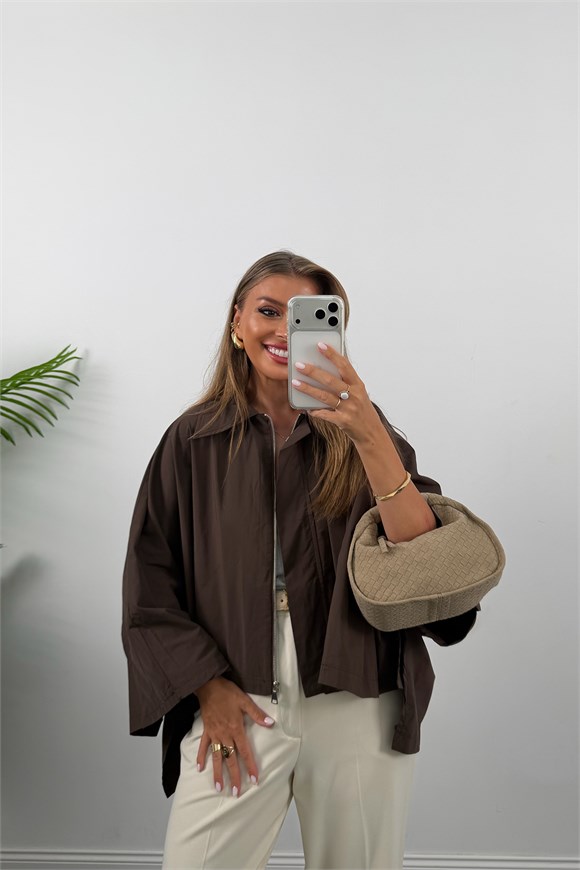 Premium Seri Panço Trençkot Kahverengi
