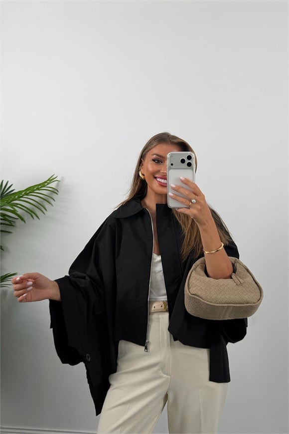 Premium Seri Panço Trençkot Siyah