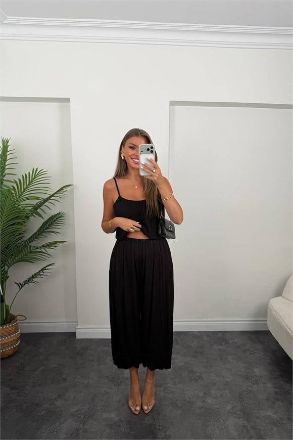 Premium Seri Pantolon Bluz Harem Takım Siyah