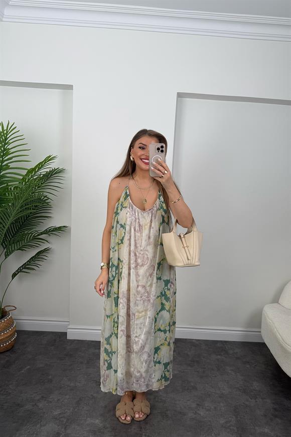 Premium Seri Patchwork Tasarım Maxi Elbise