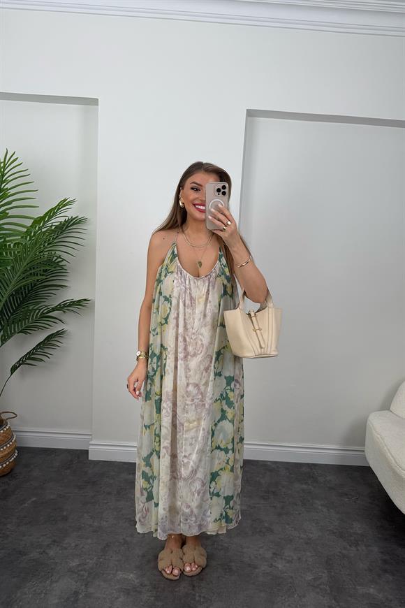 Premium Seri Patchwork Tasarım Maxi Elbise