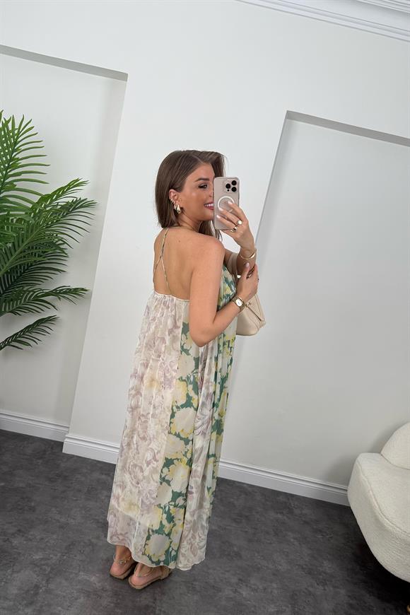 Premium Seri Patchwork Tasarım Maxi Elbise