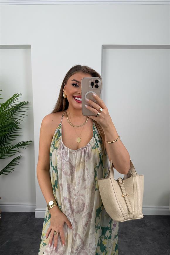 Premium Seri Patchwork Tasarım Maxi Elbise