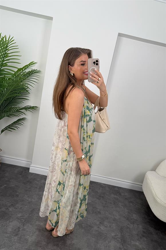 Premium Seri Patchwork Tasarım Maxi Elbise