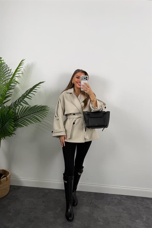 Premium Seri Pinterest Apoletli Kalın Kaşe Kaban Taş