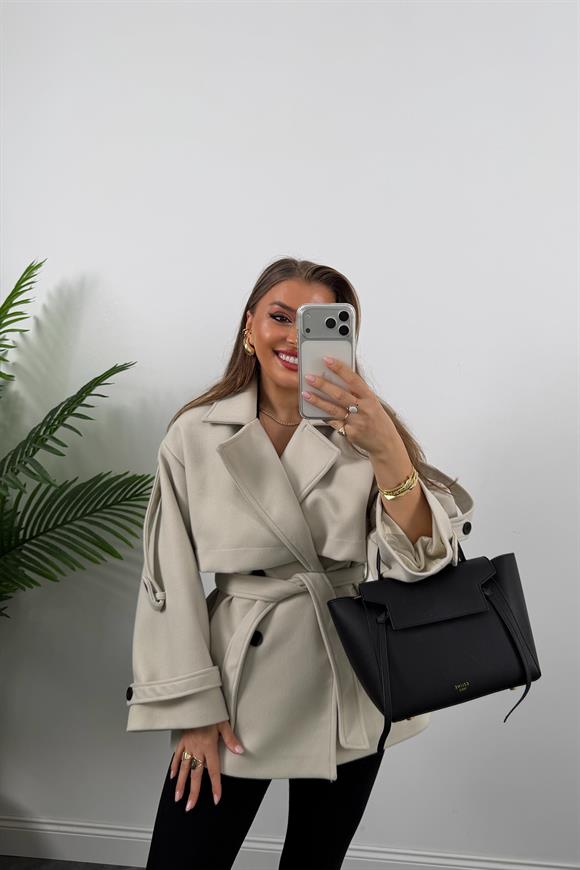 Premium Seri Pinterest Apoletli Kalın Kaşe Kaban Taş