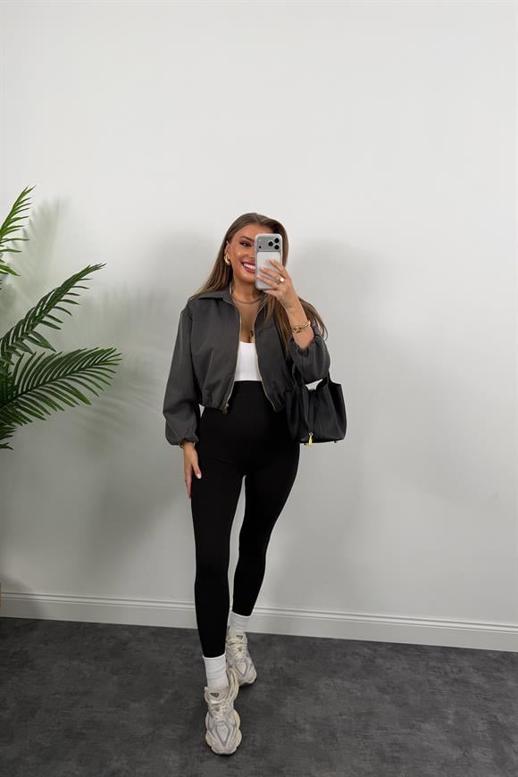 Premium Seri Poliviskon Bomber Ceket Antrasit