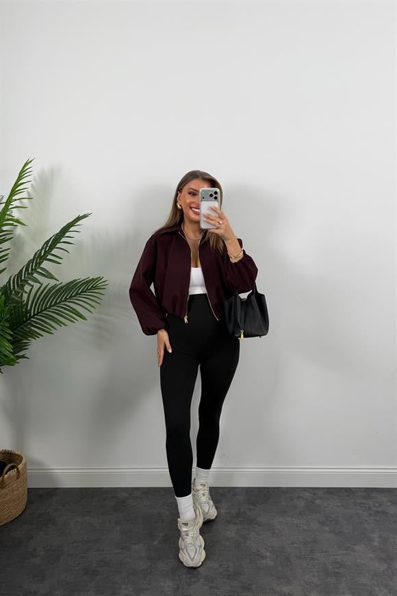 Premium Seri Poliviskon Bomber Ceket Mürdüm