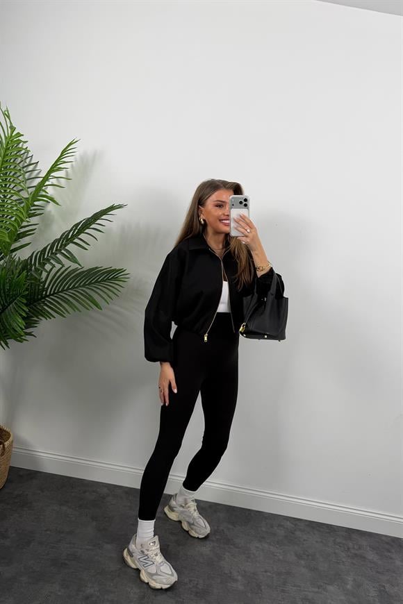 Premium Seri Poliviskon Bomber Ceket Siyah