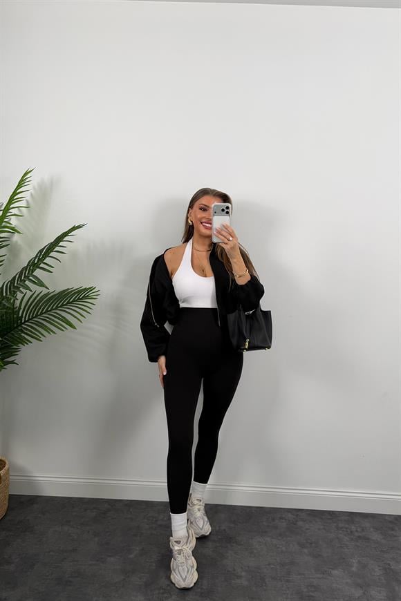 Premium Seri Poliviskon Bomber Ceket Siyah