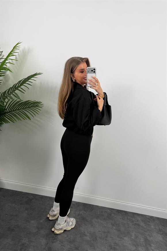 Premium Seri Poliviskon Bomber Ceket Siyah