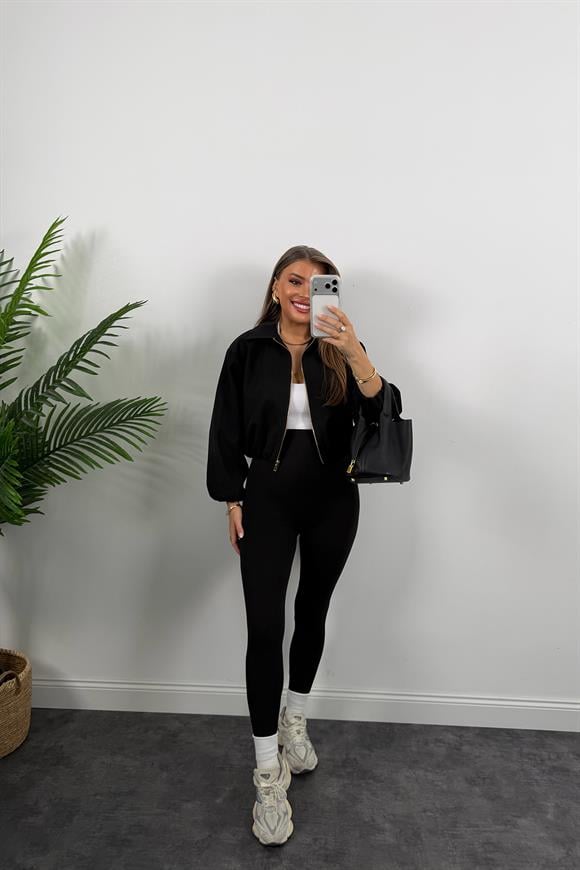 Premium Seri Poliviskon Bomber Ceket Siyah