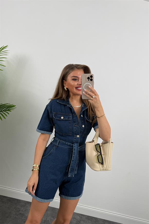 Premium Seri Şehir boy Jean Şort Tulum