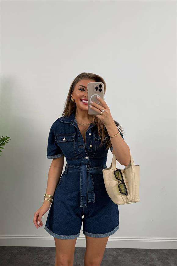 Premium Seri Şehir boy Jean Şort Tulum