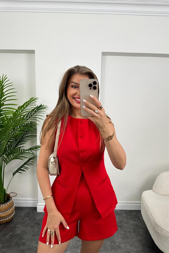 Premium Seri Şehir Boy Şort Yelek Pinterest Takım Kırmızı