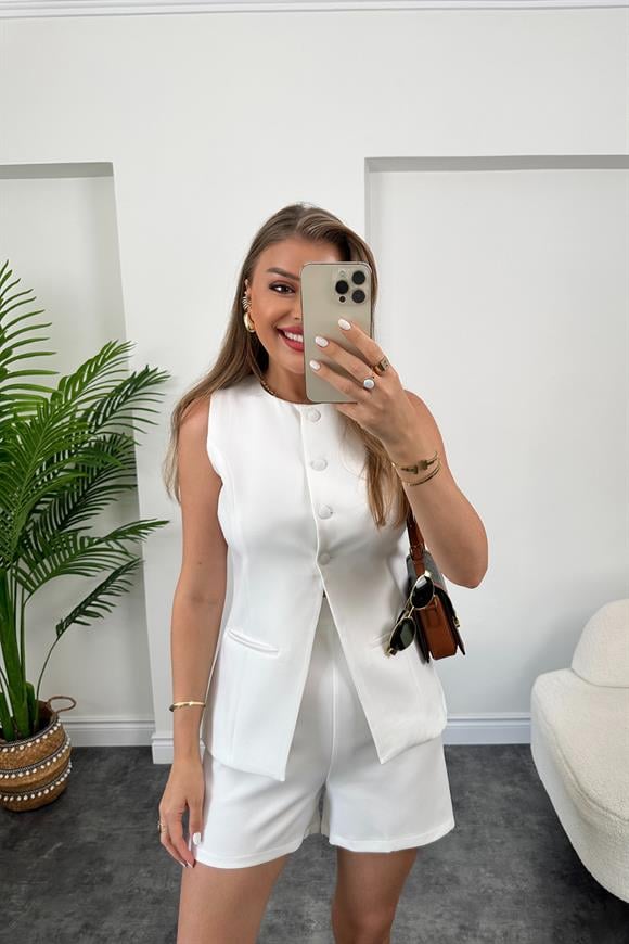 Premium Seri Şehir Boy Şort Yelek Pinterest Takım Beyaz
