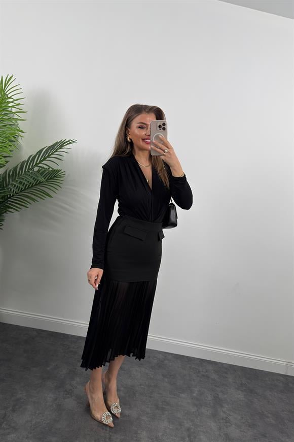 Premium Seri Şifon Detaylı Tasarım Midi Boy Etek