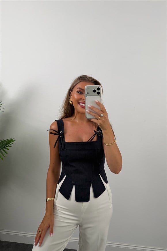Premium Seri Sırtı Gipeli Jean Korse Bluz