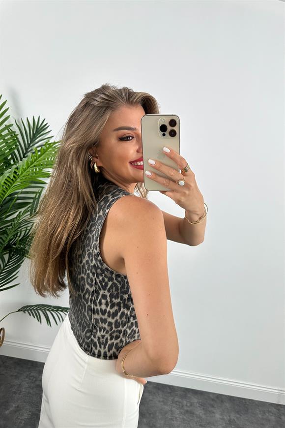 Premium Seri Soluk Efenkt Leopar Jean Yelek