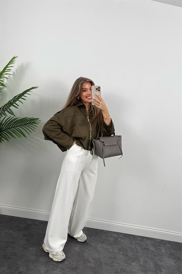 Premium Seri Süet Bomber Ceket Haki