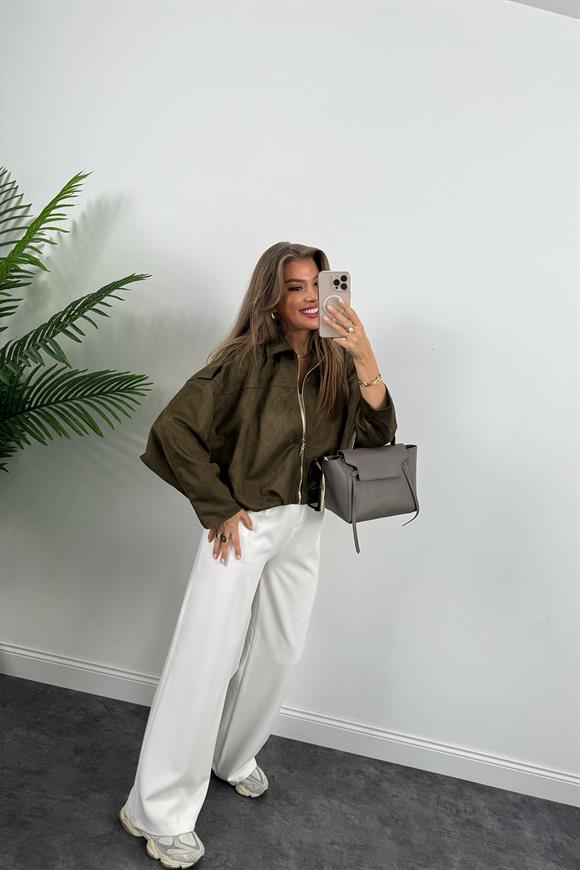 Premium Seri Süet Bomber Ceket Haki