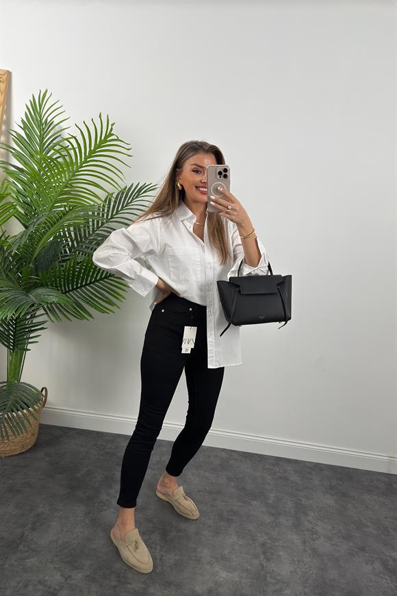 Premium Seri Süper Black Likralı Toparlayıcı Siyah Skinny Jean