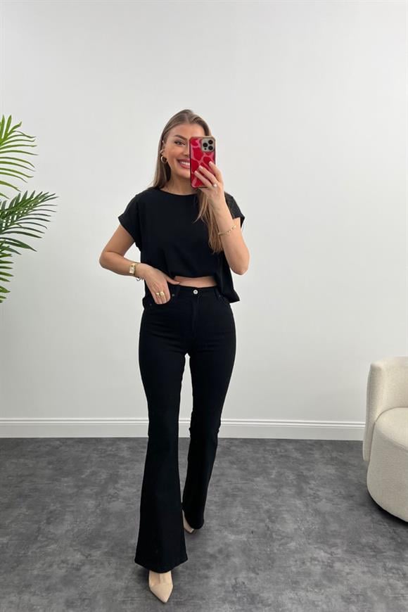 Premium Seri Süper Black Ultra Yüksek Bel İspanyol Jean Siyah