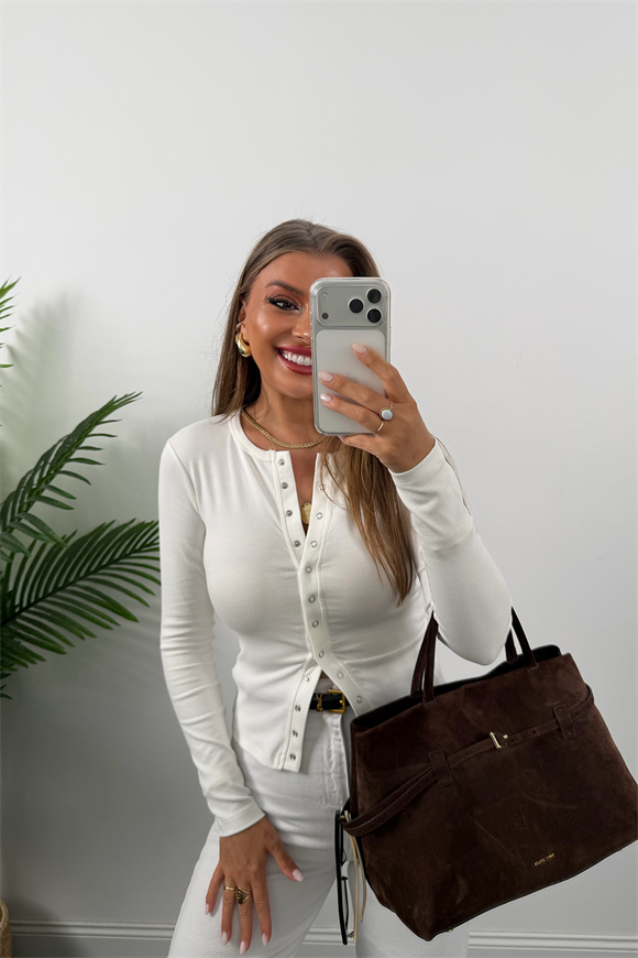 Premium Seri Tam Pamuklu Full Çıtçıtlı Uzun Kol Basic Beyaz