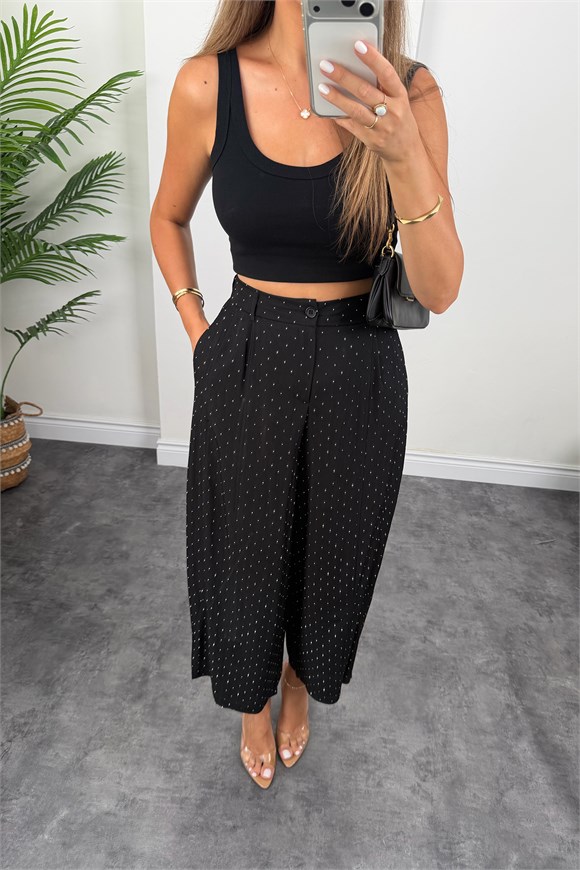 Premium Seri Taşlı Tensel Harem Pantolon Siyah