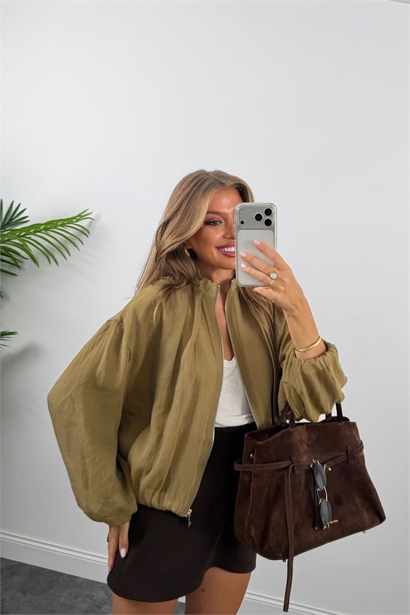 Premium Seri Tensel Bomber Ceket Olive