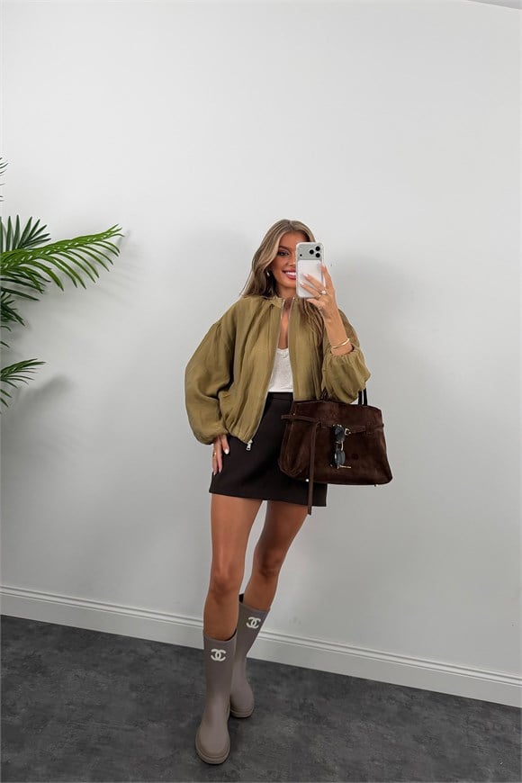 Premium Seri Tensel Bomber Ceket Olive
