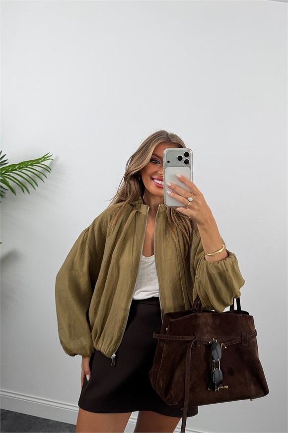 Premium Seri Tensel Bomber Ceket Olive