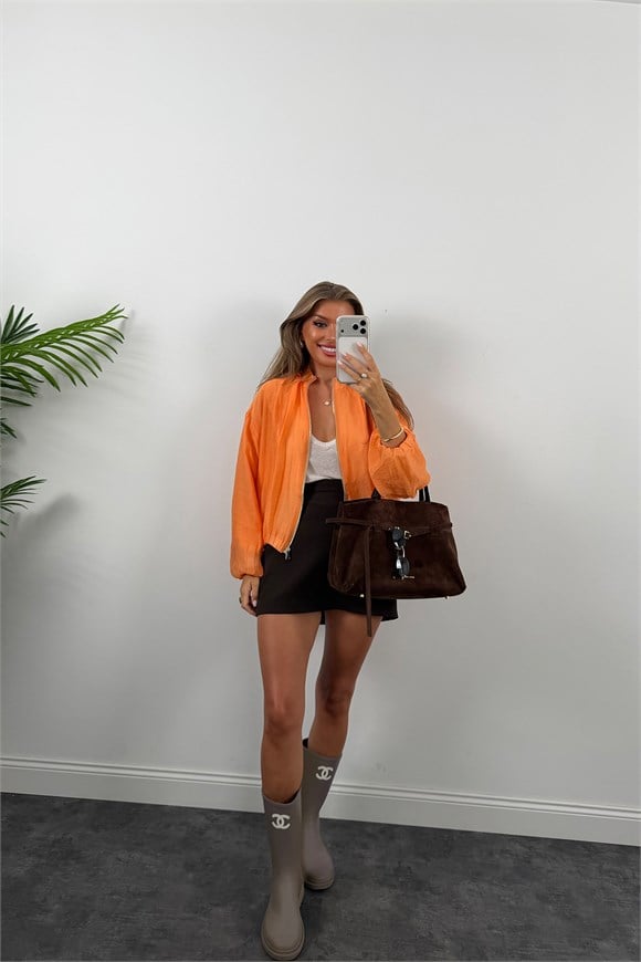 Premium Seri Tensel Bomber Ceket Oranj