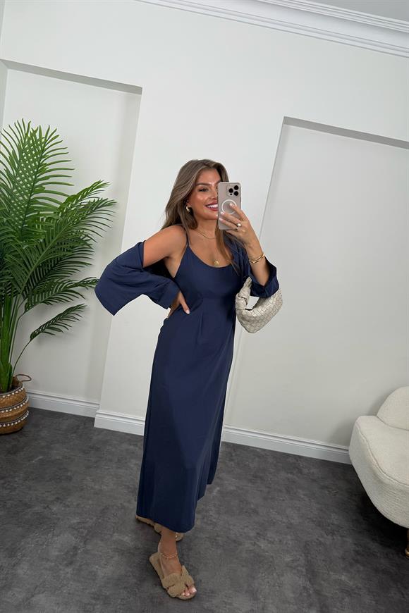 Premium Seri Tensel Kumaş Elbise Gömlek Takım Lacivert