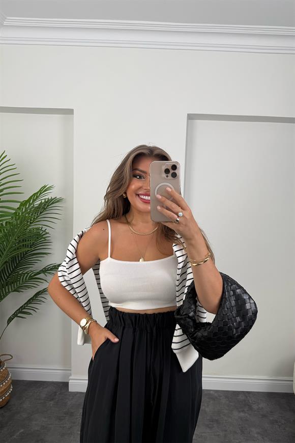 Premium Seri Tensel Modal Dökümlü Palazzo Pantolon Siyah