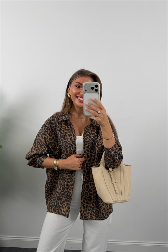 Premium Seri Tensel Salaş Leopar Gömlek 