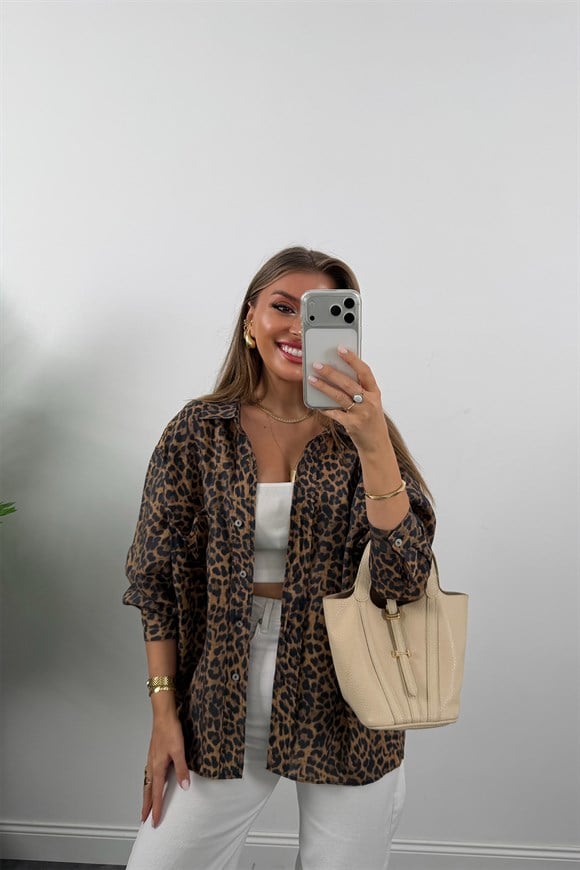 Premium Seri Tensel Salaş Leopar Gömlek 