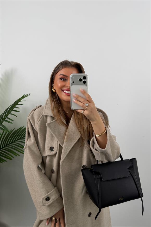 Premium Seri Trenç Model Kalın Yumoş Maxi Kaşe Kaban Taş