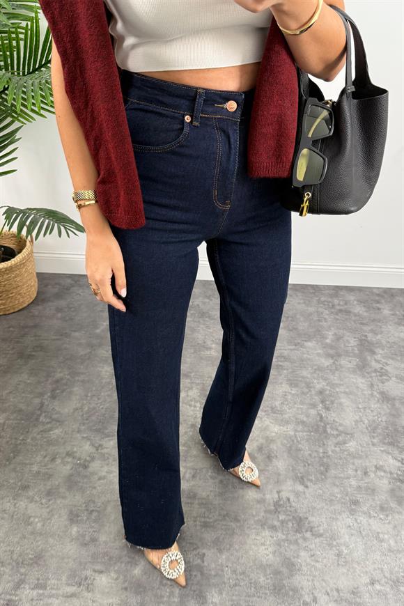Premium Seri Yüksek Bel Palazzo Jean Lacivert