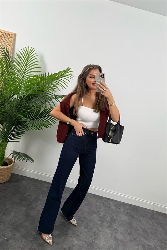 Premium Seri Yüksek Bel Palazzo Jean Lacivert