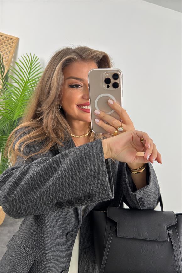 Premium Seri Yünlü Blazer Ceket Antrasit