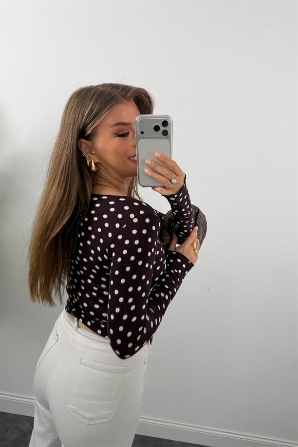 Puantiyeli Likralı Soft Touch Basic Kahve