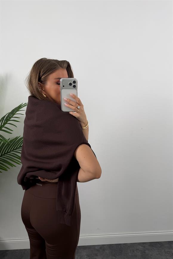 Şardonlu Oysh Model Bol Paça Termal Tayt Acı Kahve