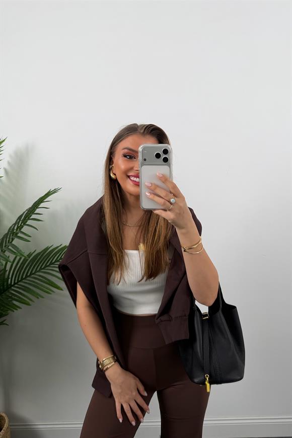 Şardonlu Oysh Model Bol Paça Termal Tayt Acı Kahve