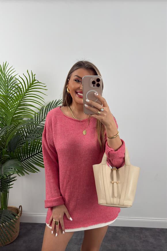 Sosis Yaka Yumoş Salaş Basic Kazak Pembe